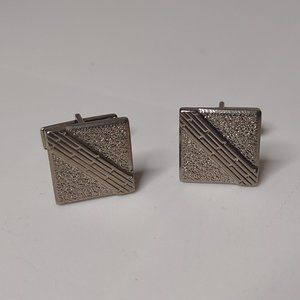 Vintage Silver Tone Rectangular Cufflinks
